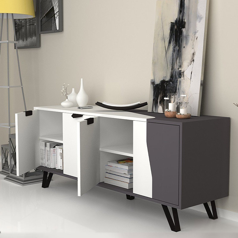 Μπουφές μελαμίνης Jasmine Megapap χρώμα λευκό – ανθρακί 160x45x78εκ. Μπουφές μελαμίνης Jasmine Megapap χρώμα λευκό – ανθρακί 160x45x78εκ.