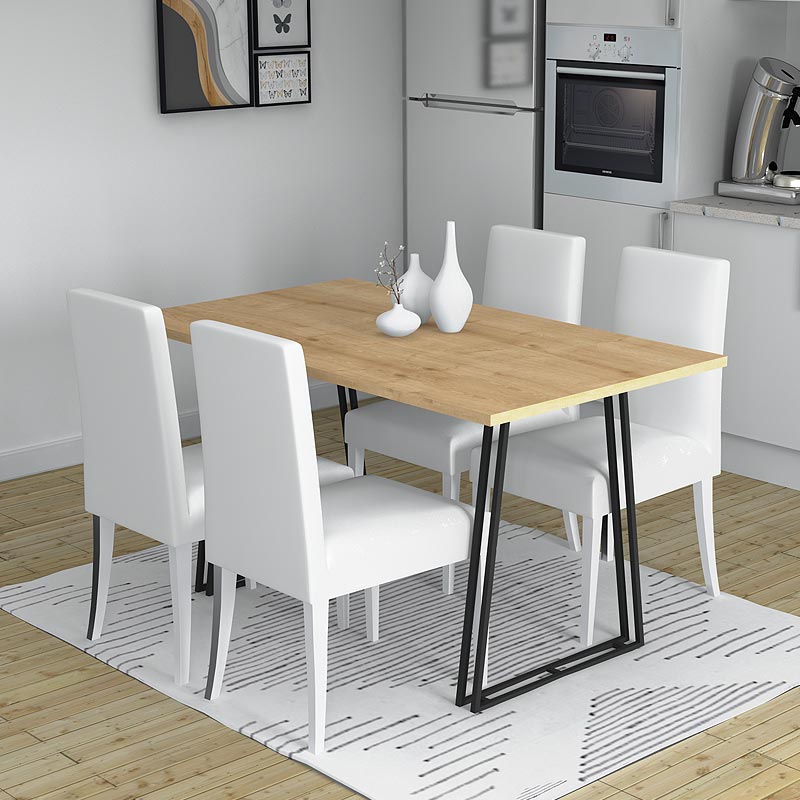 Τραπέζι Gable Megapap μεταλλικό – μελαμίνης χρώμα sonoma – ανθρακί 140x80x76εκ.