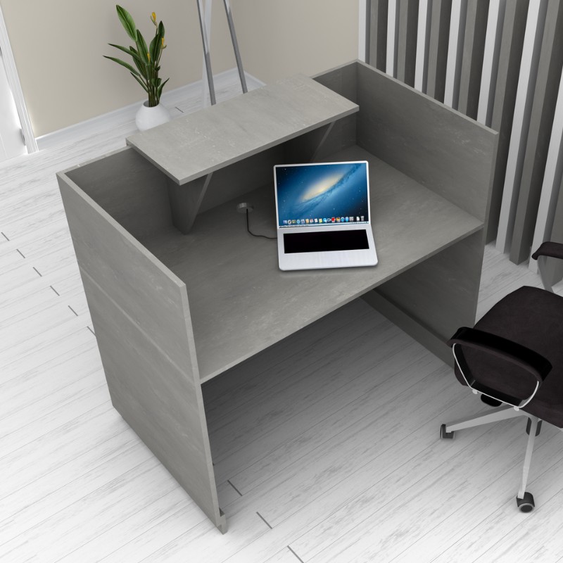 Γραφείο υποδοχής - reception Lemmon Megapap χρώμα γκρι σκυροδέματος 120x70x110εκ.