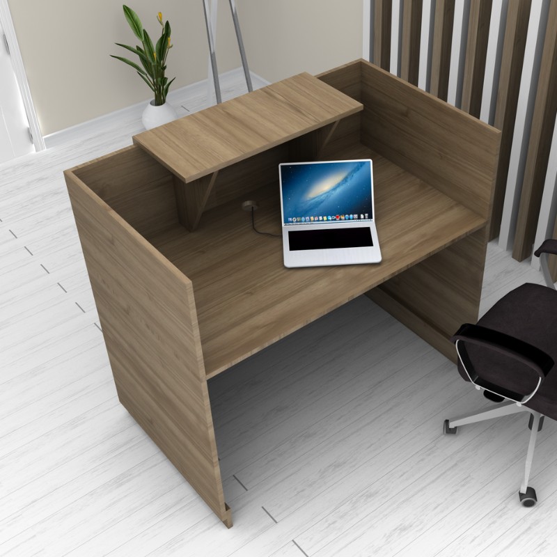 Γραφείο υποδοχής - reception Lemmon Megapap χρώμα καρυδί 120x70x110εκ.