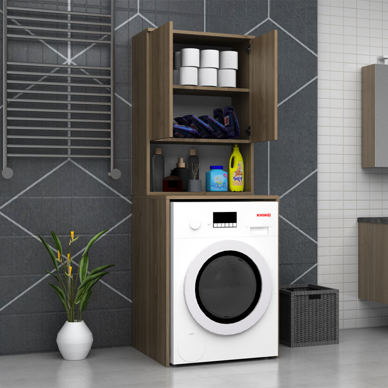 Έπιπλο πλυντηρίου Cozen Megapap χρώμα καρυδί 65x60x178εκ.