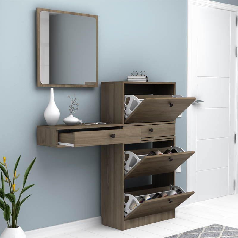 Έπιπλο εισόδου Pego Megapap χρώμα καρυδί 130x30x123,3εκ. Έπιπλο εισόδου Pego Megapap χρώμα καρυδί 130x30x123,3εκ.