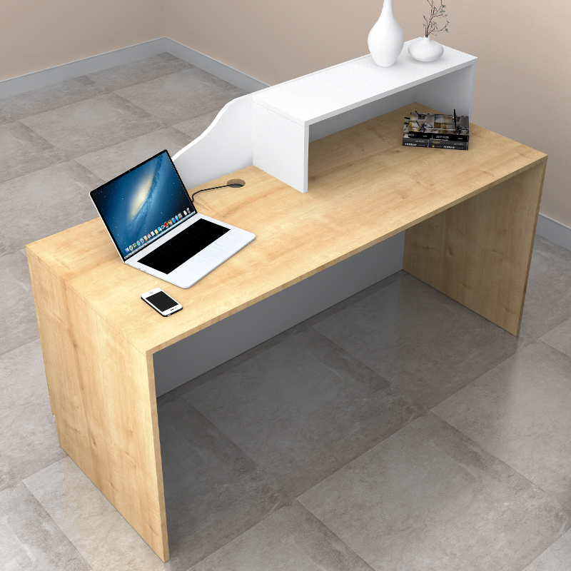 Γραφείο υποδοχής - reception Lione Megapap χρώμα φυσικό οξιάς - λευκό 160x60x100εκ.