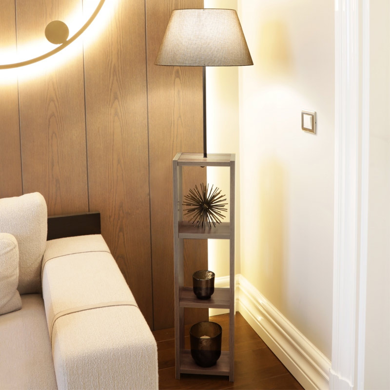 Φωτιστικό δαπέδου Launo Megapap υφασμάτινο Pvc/MDF χρώμα μπεζ/καρυδί 38x38x150εκ. Φωτιστικό δαπέδου Launo Megapap υφασμάτινο Pvc/MDF χρώμα μπεζ/καρυδί 38x38x150εκ.