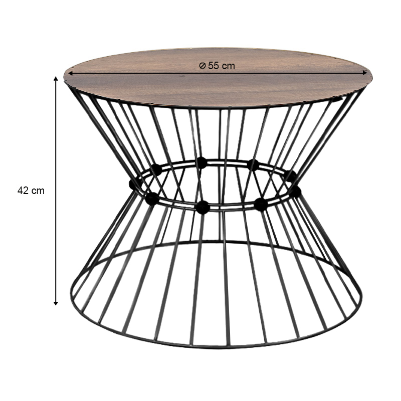 Τραπεζάκι σαλονιού Girene Megapap μεταλλικό - Mdf χρώμα χρυσό - καρυδί Ø55x42εκ.