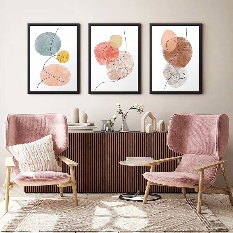 Πίνακας “Circles” Megapap 3 τμχ. σε πλαίσιο 35x45x2εκ.