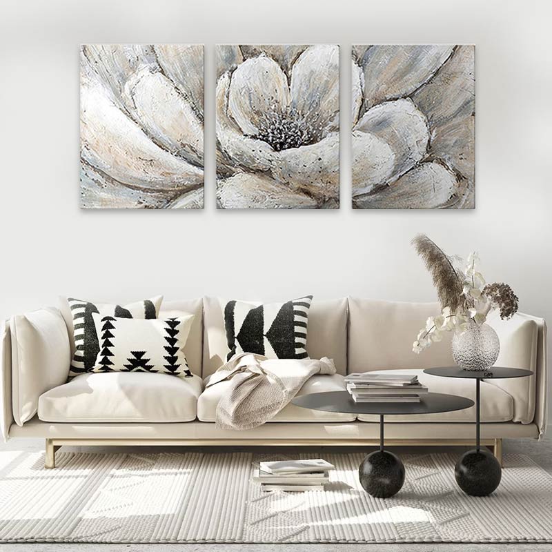 Πίνακας σε καμβά “Silver Flowers” Megapap τρίπτυχος ψηφιακής εκτύπωσης 126x55x3εκ. Πίνακας σε καμβά “Silver Flowers” Megapap τρίπτυχος ψηφιακής εκτύπωσης 126x55x3εκ.