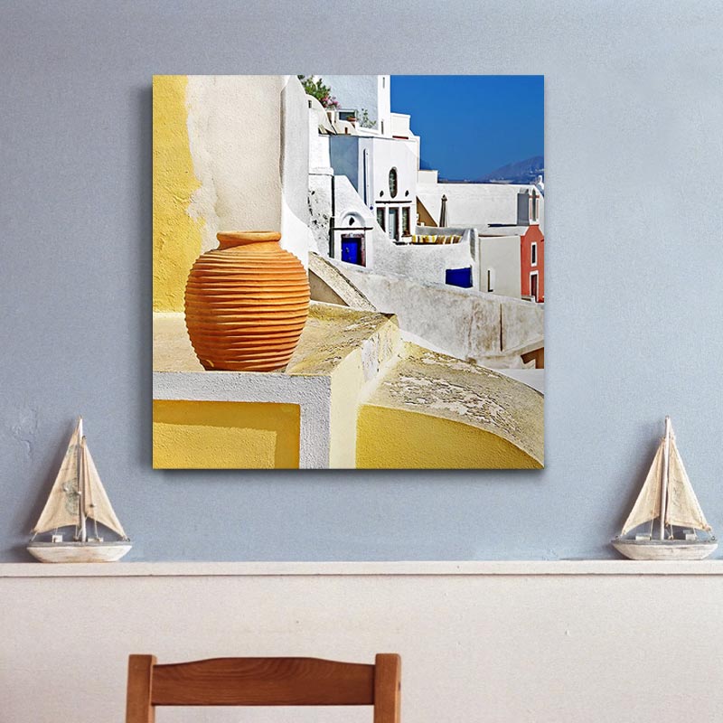 Πίνακας σε καμβά “Santorini” Megapap ψηφιακής εκτύπωσης 50x50x3εκ.