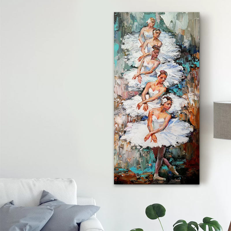Πίνακας σε καμβά “White Swan Ballerinas” Megapap ψηφιακής εκτύπωσης 50x100x3εκ.