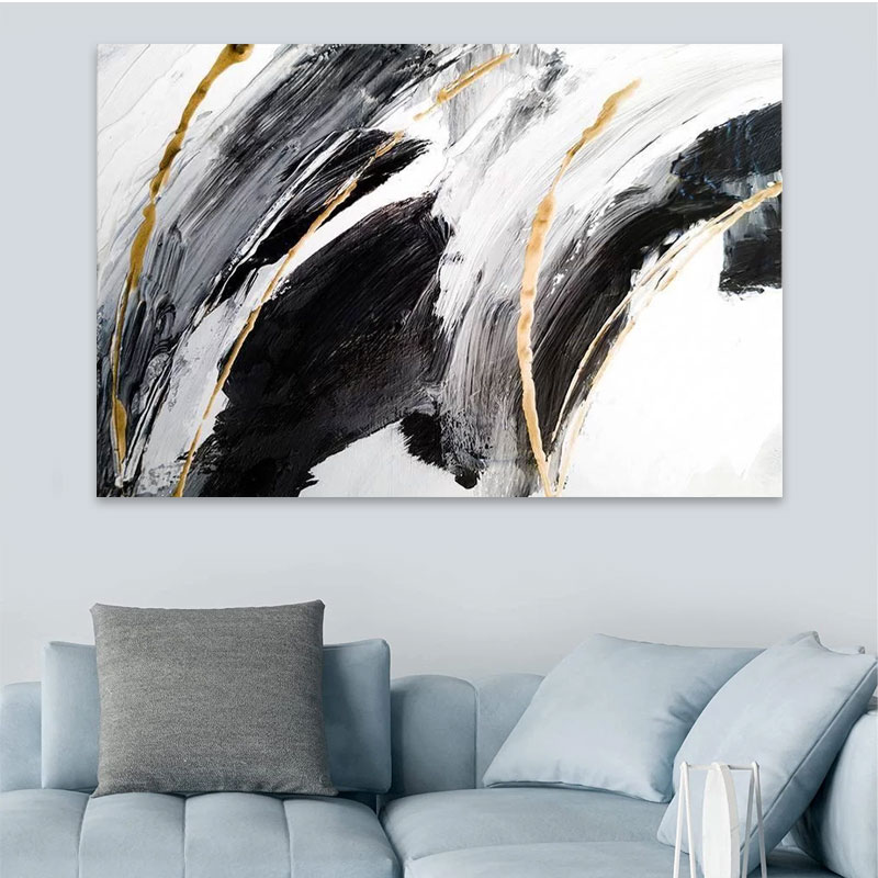 Πίνακας σε καμβά “Golden And Silver Reflections” Megapap ψηφιακής εκτύπωσης 125x80x3εκ.