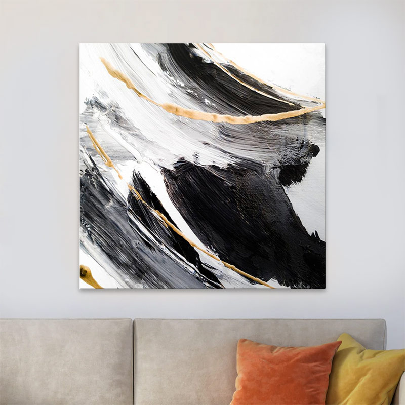 Πίνακας σε καμβά “Golden And Silver Reflections” Megapap ψηφιακής εκτύπωσης 100x100x3εκ.