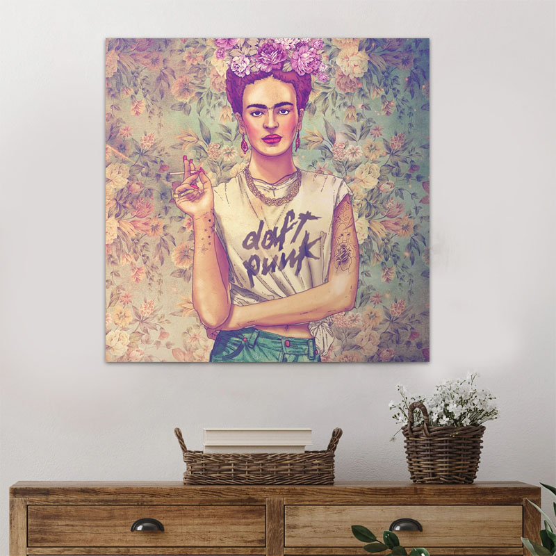 Πίνακας σε καμβά “Frida Punk” Megapap ψηφιακής εκτύπωσης 60x60x3εκ.