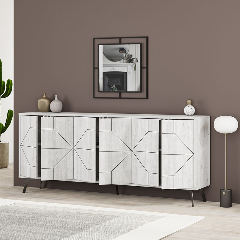 Μπουφές μελαμίνης Dune Megapap χρώμα λευκό αντικέ 184x35x77,4εκ. Μπουφές μελαμίνης Dune Megapap χρώμα λευκό αντικέ 184x35x77,4εκ.