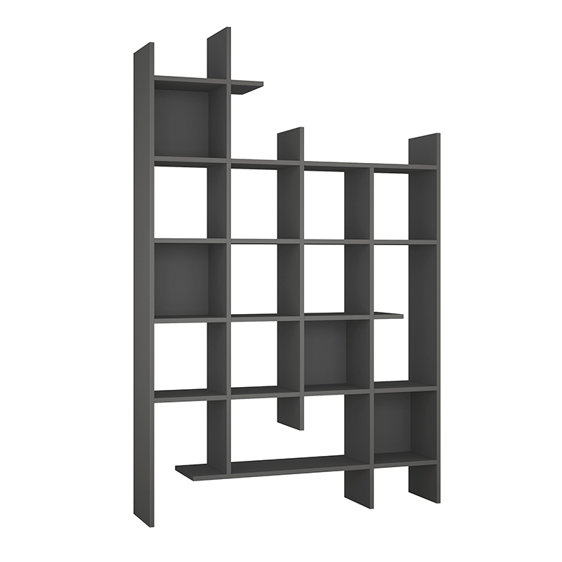 Βιβλιοθήκη μελαμίνης Manco Megapap χρώμα ανθρακί 122×25,5×188εκ.