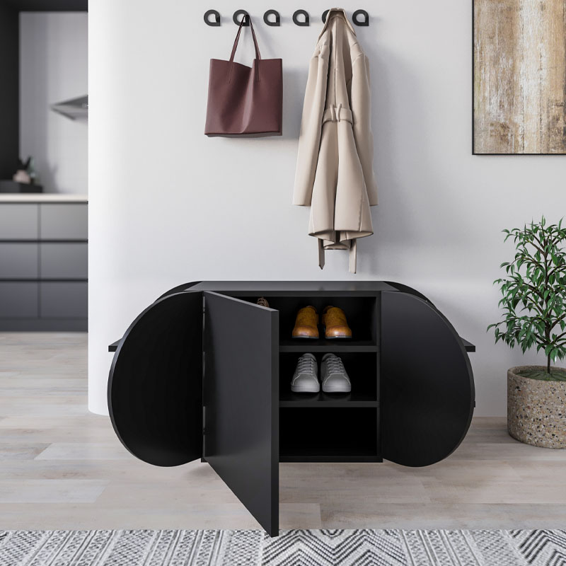 Παπουτσοθήκη Pozy Megapap χρώμα black bute 110×40,4×50εκ.