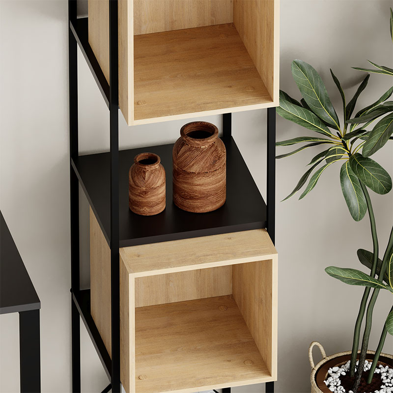 Βιβλιοθήκη Vale Mini Megapap χρώμα silky black – sapphire oak 36,2x39x179εκ. Βιβλιοθήκη Vale Mini Megapap χρώμα silky black – sapphire oak 36,2x39x179εκ.