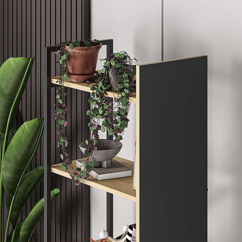 Βιβλιοθήκη Detroit Megapap χρώμα sapphire oak – silky black 58×35,2×175εκ. Βιβλιοθήκη Detroit Megapap χρώμα sapphire oak – silky black 58×35,2×175εκ.