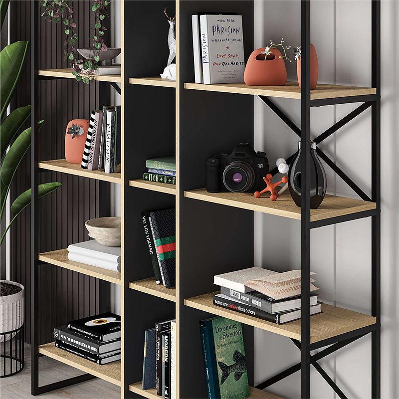 Βιβλιοθήκη Detroit Megapap χρώμα sapphire oak – silky black 143,5×35,2×175εκ. Βιβλιοθήκη Detroit Megapap χρώμα sapphire oak – silky black 143,5×35,2×175εκ.