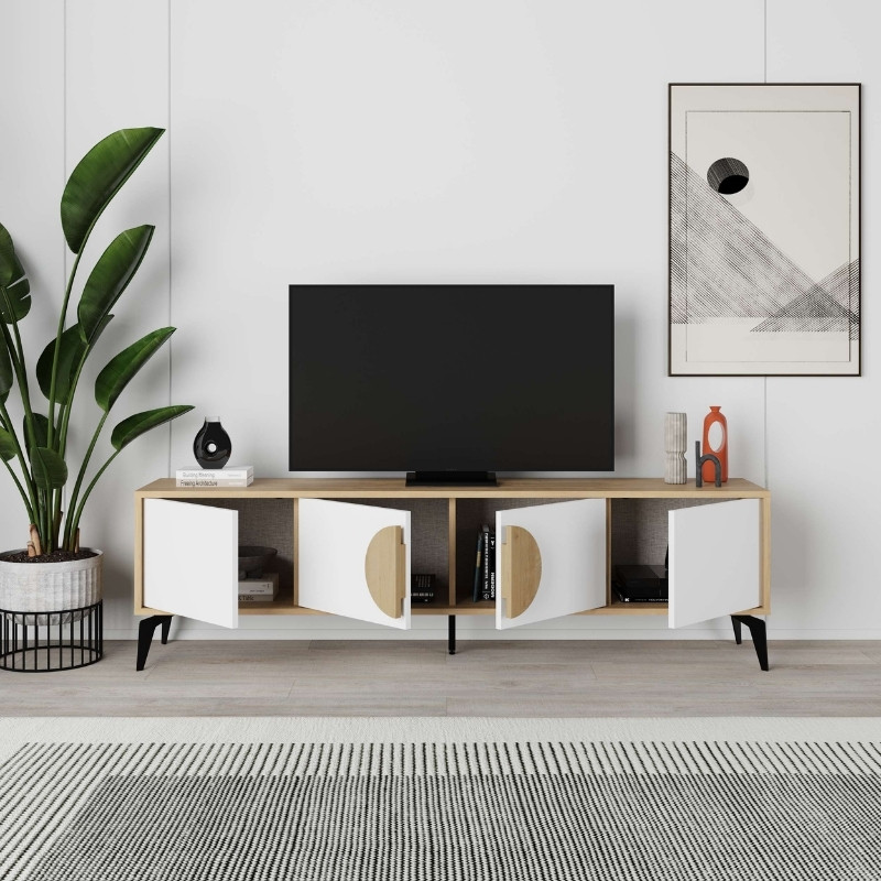 Έπιπλο τηλεόρασης Gora Megapap χρώμα sapphire oak – λευκό 180×35,6×51εκ. Έπιπλο τηλεόρασης Gora Megapap χρώμα sapphire oak – λευκό 180×35,6×51εκ.