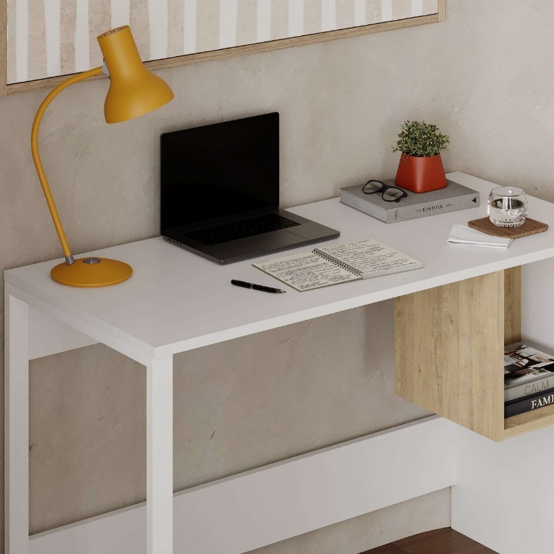 Γραφείο εργασίας Cubo Megapap χρώμα λευκό – sapphire oak 110x50x75εκ. Γραφείο εργασίας Cubo Megapap χρώμα λευκό – sapphire oak 110x50x75εκ.