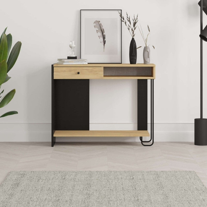 Κονσόλα Sirius Megapap χρώμα sapphire oak – silky black 100x35x79εκ.