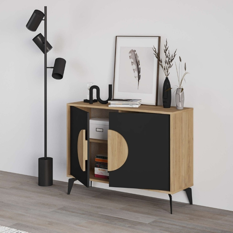 Μπουφές Gora Megapap χρώμα sapphire oak – silky black 110x40x82εκ. Μπουφές Gora Megapap χρώμα sapphire oak – silky black 110x40x82εκ.