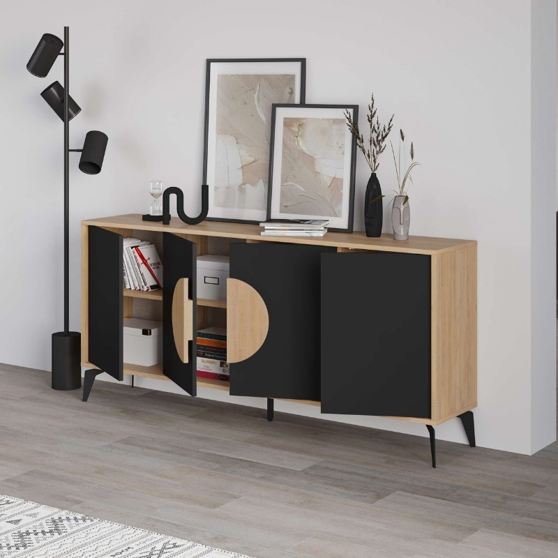 Μπουφές Gora Megapap χρώμα sapphire oak – silky black 180x40x82εκ. Μπουφές Gora Megapap χρώμα sapphire oak – silky black 180x40x82εκ.