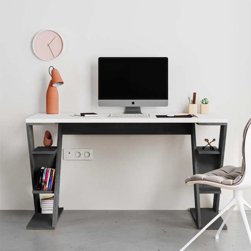 Γραφείο εργασίας Papillon Megapap χρώμα ανθρακί - λευκό 137x60x75εκ