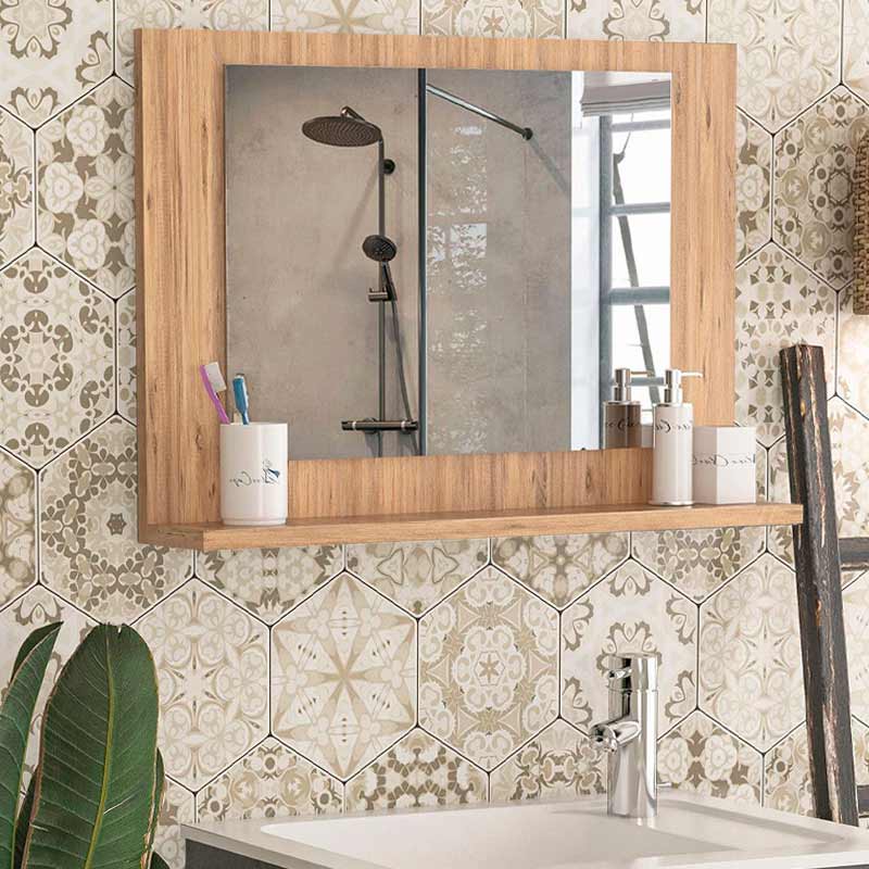 Καθρέφτης μπάνιου Devlin Megapap από μελαμίνη χρώμα pine oak 60x10x45εκ. Καθρέφτης μπάνιου Devlin Megapap από μελαμίνη χρώμα pine oak 60x10x45εκ.