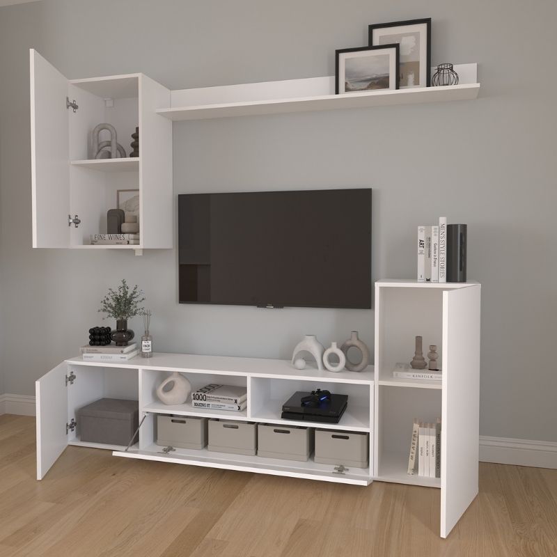 Σύνθεση τηλεόρασης Rodos Megapap χρώμα λευκό 210,2x36x90,4εκ. Σύνθεση τηλεόρασης Rodos Megapap χρώμα λευκό 210,2x36x90,4εκ.