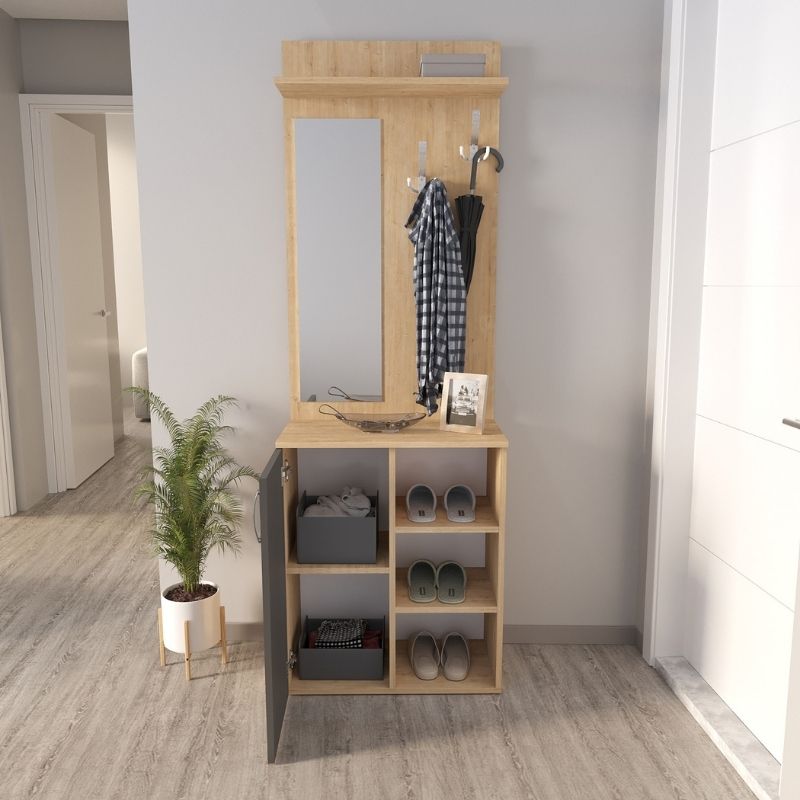 Έπιπλο εισόδου Norva Megapap χρώμα sapphire oak – ανθρακί 67,8×36,3×200,6εκ. Έπιπλο εισόδου Norva Megapap χρώμα sapphire oak – ανθρακί 67,8×36,3×200,6εκ.