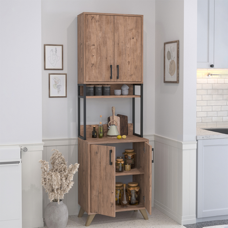 Έπιπλο κουζίνας Sedef Megapap χρώμα pine oak 61x40x202,1εκ. Έπιπλο κουζίνας Sedef Megapap χρώμα pine oak 61x40x202,1εκ.