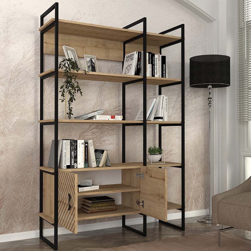 Βιβλιοθήκη Eduardo Megapap μεταλλική – μελαμίνης χρώμα sapphire oak 120x39x180εκ. Βιβλιοθήκη Eduardo Megapap μεταλλική – μελαμίνης χρώμα sapphire oak 120x39x180εκ.