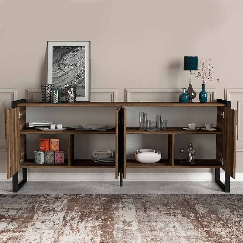 Μπουφές μελαμίνης Ursula Megapap χρώμα καρυδί 180x40x77,6εκ. Μπουφές μελαμίνης Ursula Megapap χρώμα καρυδί 180x40x77,6εκ.