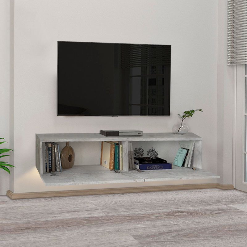 Έπιπλο τηλεόρασης επιτοίχιο Aristo Megapap με LED χρώμα λευκό εφέ μαρμάρου 135×31,6×25εκ. Έπιπλο τηλεόρασης επιτοίχιο Aristo Megapap με LED χρώμα λευκό εφέ μαρμάρου 135×31,6×25εκ.