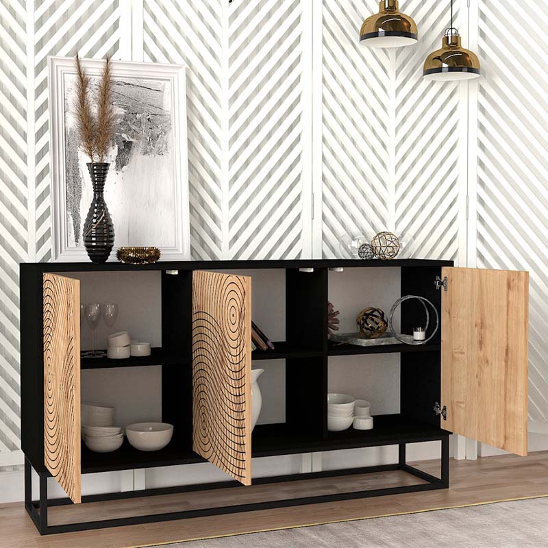 Μπουφές μελαμίνης Themis Megapap χρώμα μαύρο – sapphire oak 150x35x83,6εκ. Μπουφές μελαμίνης Themis Megapap χρώμα μαύρο – sapphire oak 150x35x83,6εκ.