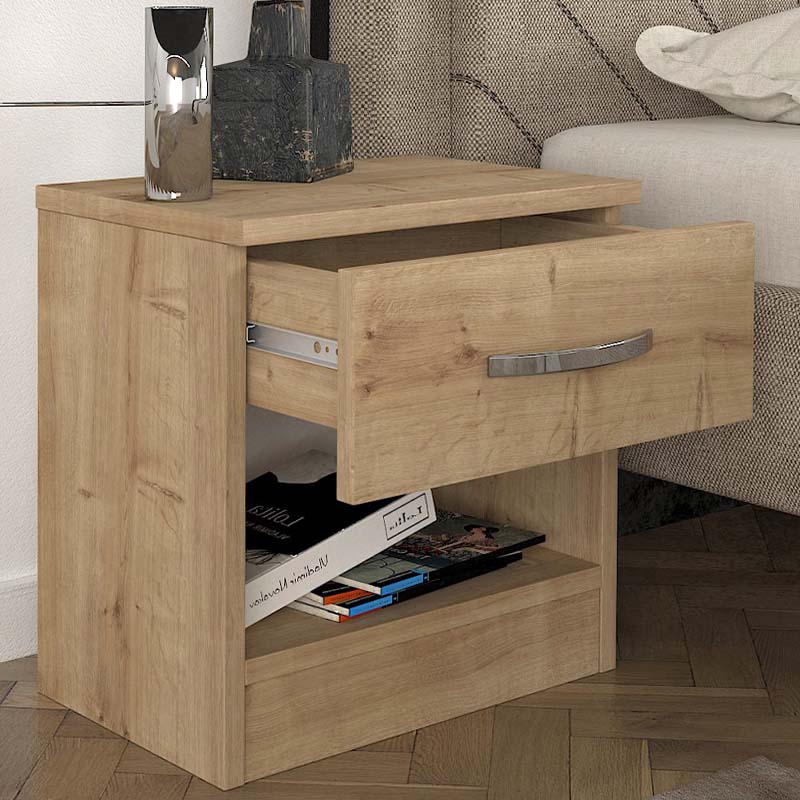 Κομοδίνο μελαμίνης Lube Megapap χρώμα sapphire oak 40×28,2×40εκ.