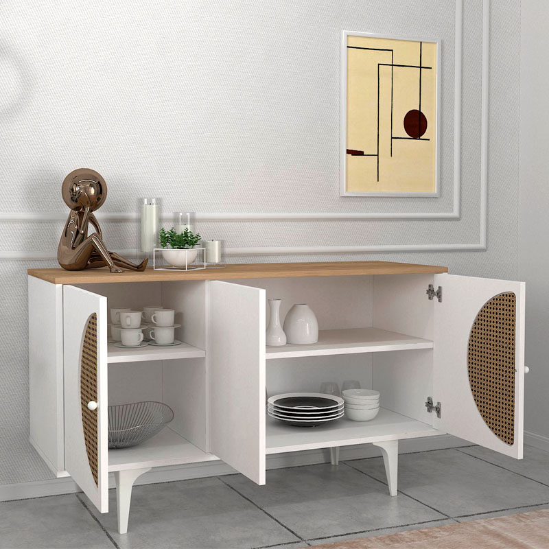 Μπουφές Aureta Megapap χρώμα λευκό – sapphire oak 130x45x75εκ. Μπουφές Aureta Megapap χρώμα λευκό – sapphire oak 130x45x75εκ.