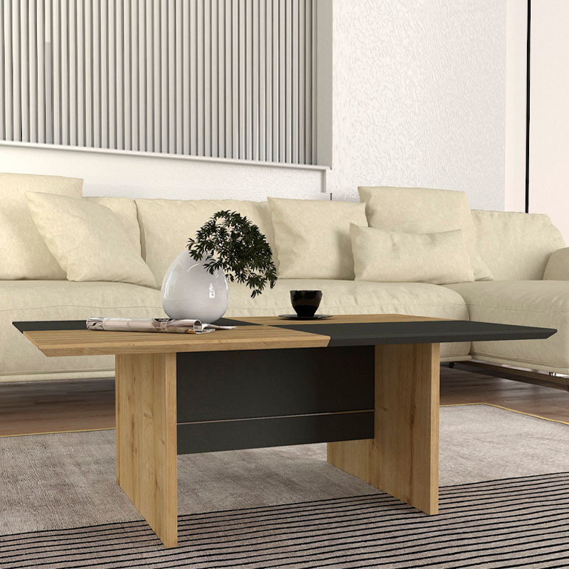 Τραπεζάκι σαλονιού Venita Megapap χρώμα sapphire oak – ανθρακί 90x60x33,8εκ.