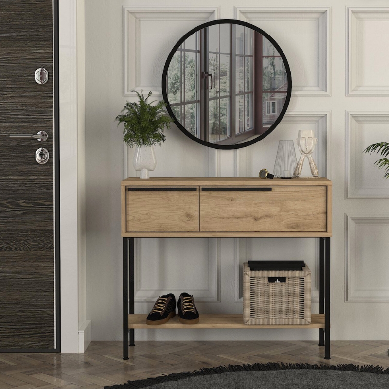 Κονσόλα με καθρέπτη Suzy Megapap χρώμα sepet oak 90×29,6×76εκ. Κονσόλα με καθρέπτη Suzy Megapap χρώμα sepet oak 90×29,6×76εκ.