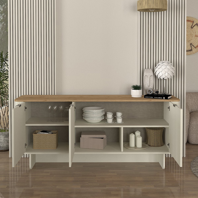 Μπουφές Bohema Megapap χρώμα ivory – sepet oak 180x47x76,6εκ. Μπουφές Bohema Megapap χρώμα ivory – sepet oak 180x47x76,6εκ.