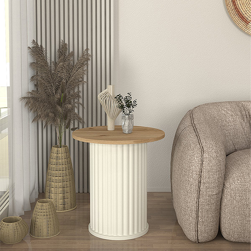 Τραπεζάκι βοηθητικό Bohema Megapap χρώμα ivory – sepet oak Ø50×53,2εκ. Τραπεζάκι βοηθητικό Bohema Megapap χρώμα ivory – sepet oak Ø50×53,2εκ.