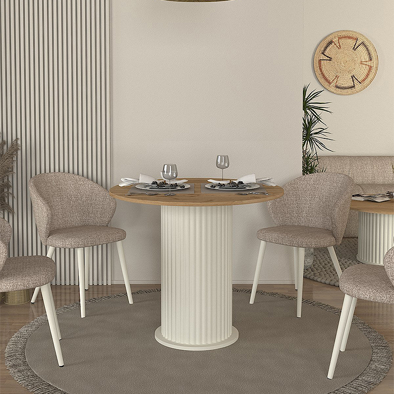 Τραπέζι Bohema Megapap χρώμα ivory – sepet oak Ø90×77,7εκ. Τραπέζι Bohema Megapap χρώμα ivory – sepet oak Ø90×77,7εκ.
