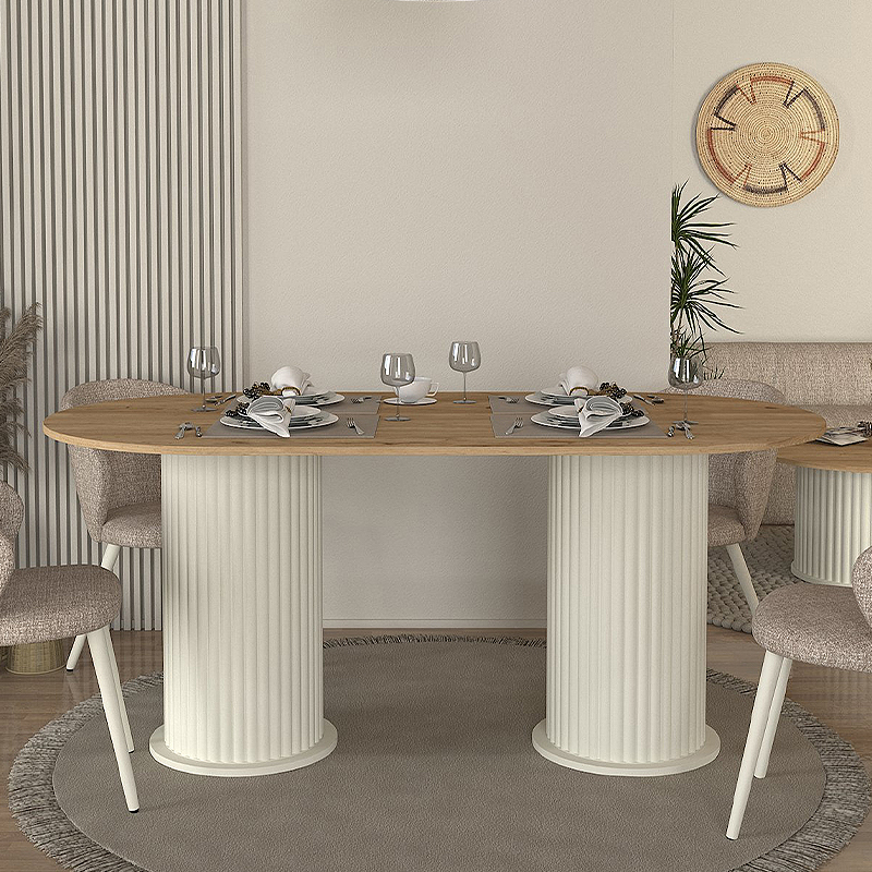 Τραπέζι Bohema Megapap χρώμα ivory – sepet oak 180x90x77,7εκ. Τραπέζι Bohema Megapap χρώμα ivory – sepet oak 180x90x77,7εκ.