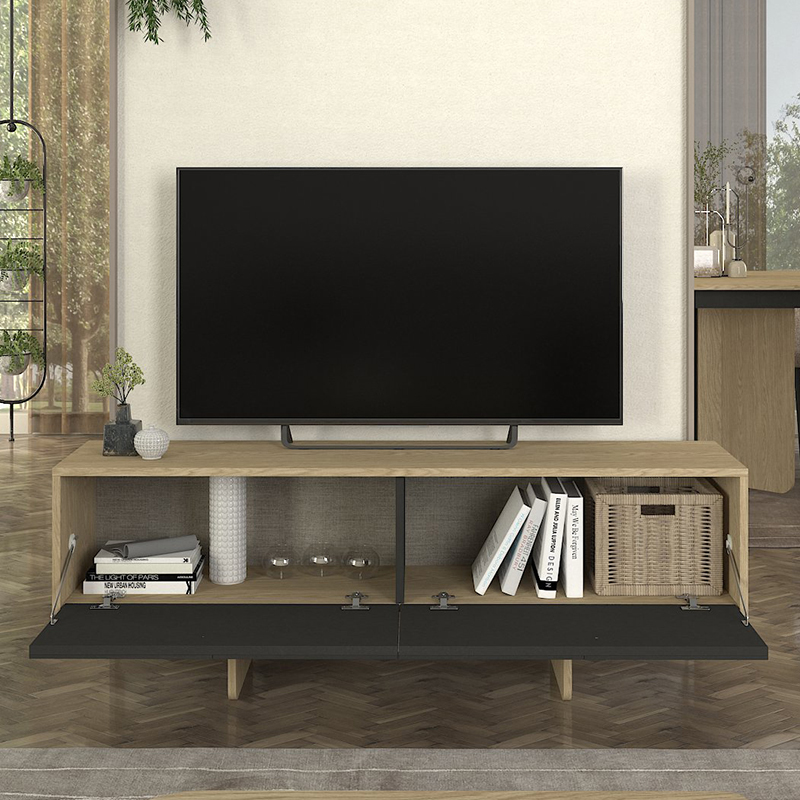 Έπιπλο τηλεόρασης Lava Megapap χρώμα rota oak – ανθρακί 150x35x51,3εκ.