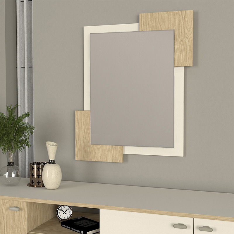 Καθρέπτης τοίχου Selinos Μegapap χρώμα sandstone – rota oak 65×2,2×85εκ.