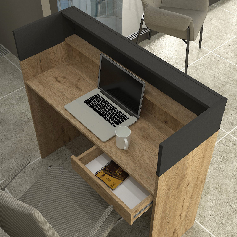 Γραφείο υποδοχής - reception Wilko Megapap με LED χρώμα sepet oak - ανθρακί 113,6x42x110εκ.