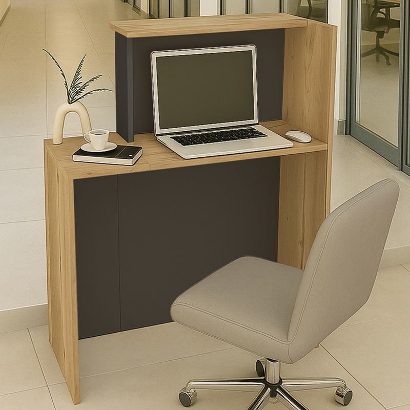 Γραφείο υποδοχής - reception Enter Megapap χρώμα sepet oak - ανθρακί 86,9x40x110,3εκ.