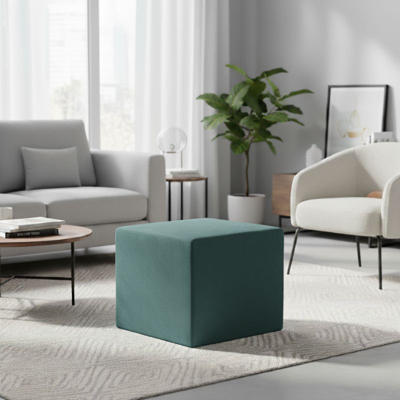 Σκαμπώ April Megapap βελούδινο χρώμα κυπαρισσί 40x40x40εκ.