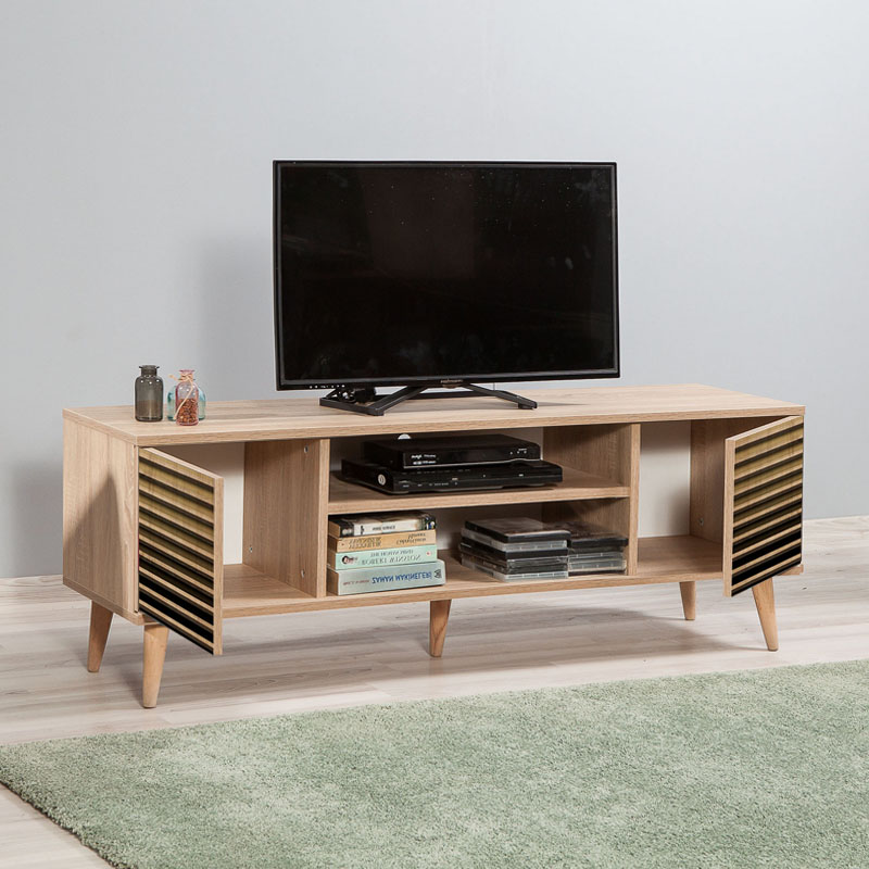 Έπιπλο τηλεόρασης Soho Megapap από μελαμίνη χρώμα sonoma 140x40x50 εκ. Έπιπλο τηλεόρασης Soho Megapap από μελαμίνη χρώμα sonoma 140x40x50 εκ.